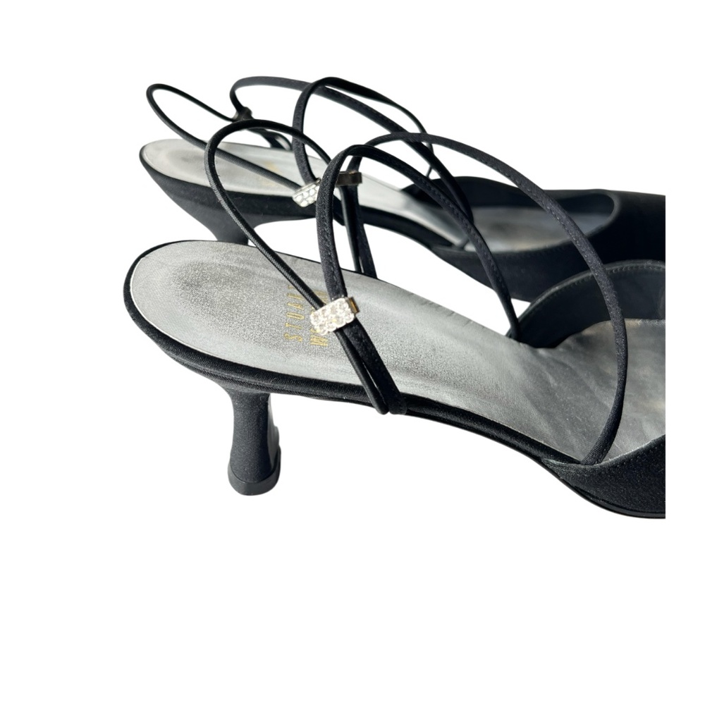 Stuart Weitzman Black Pointed-Toe Kitten Heel Size 7.5 - Picture 3 of 7
